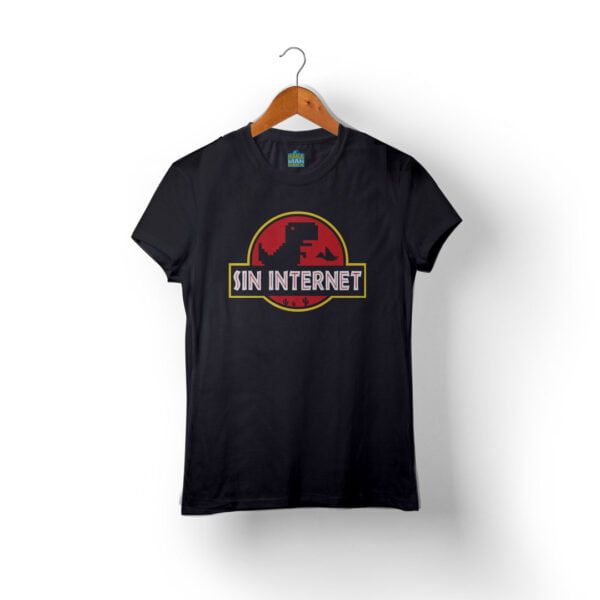 camiseta jurasic park sin internet mujer