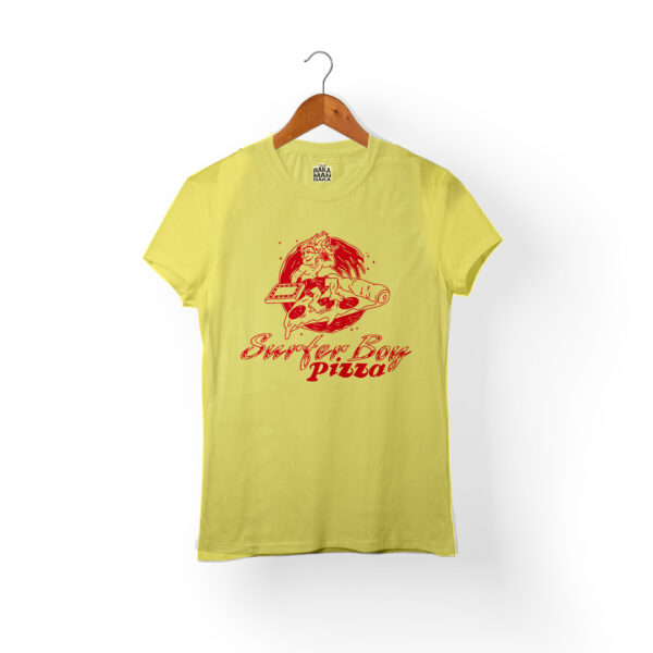 Camiseta Mujer Pizza Boy Stranger Things Amarilla