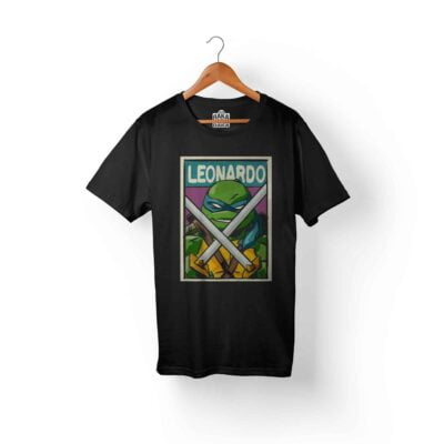 Camiseta Hombre Negra Leonardo Tortugas Ninja