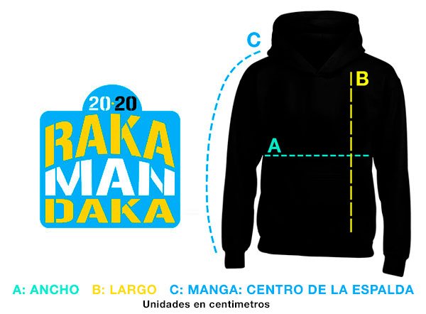 Guia tallas hoodies rakamandaka